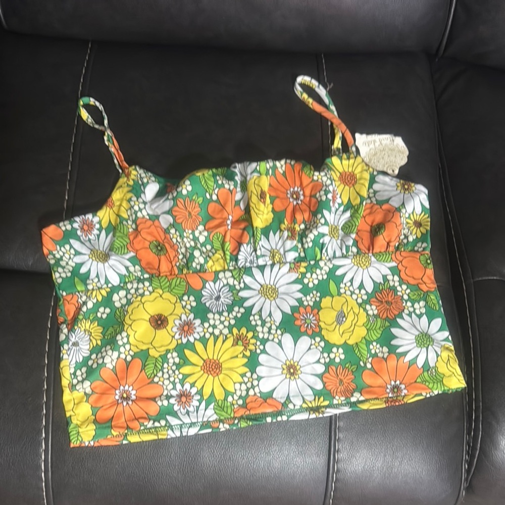 altar’d staye Floral Crop Top with Straps NWT